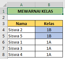 Mengurutkan data siswa berdasarkan warna